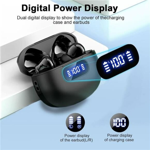 Bluetooth 5.3 Wireless Earbuds Noise Cancelling Mic LED Display IPX7 48H Play - Picture 3 of 7